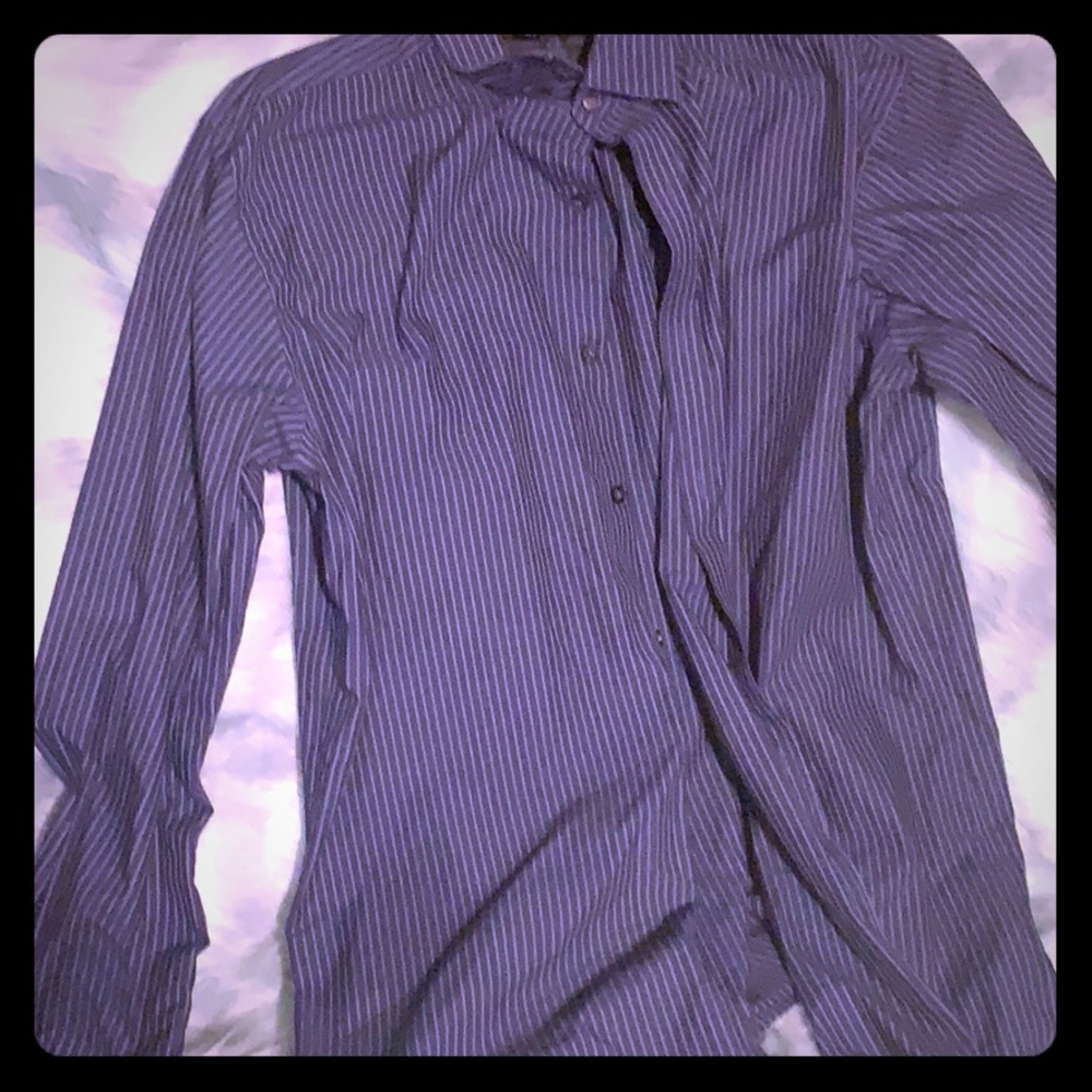 VanHeusen studio dark navy striped dress shirt
